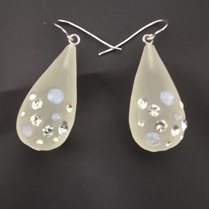 Crystal Ice White Lucite Crystal Teardrop Earrings